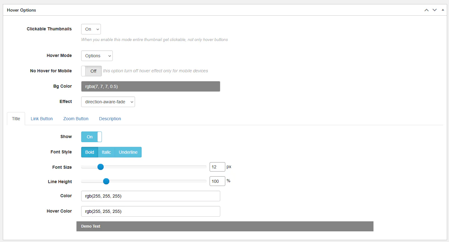 Classic Hover Settings