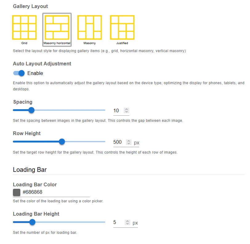 Masonry Horizontal Layout