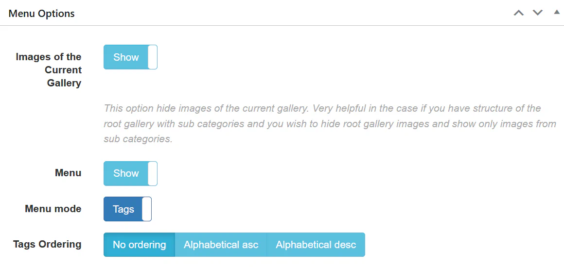 Tags ordering options