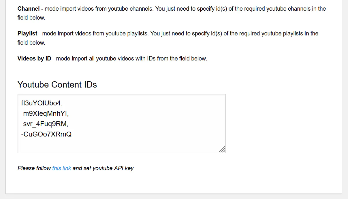 YouTube video IDs